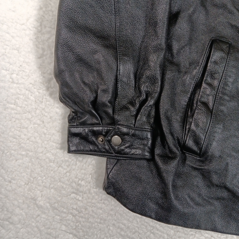Vintage St Johns Bay Leather Coat Mens XXL Black Motorcycle Jacket Lined - Picture 5 of 10
